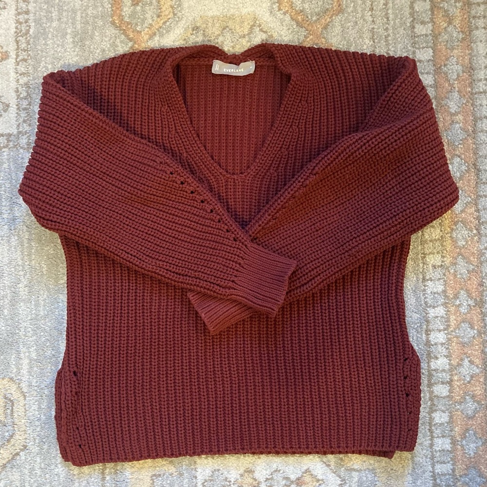 Everlane the Texture Cotton V Neck Sweater